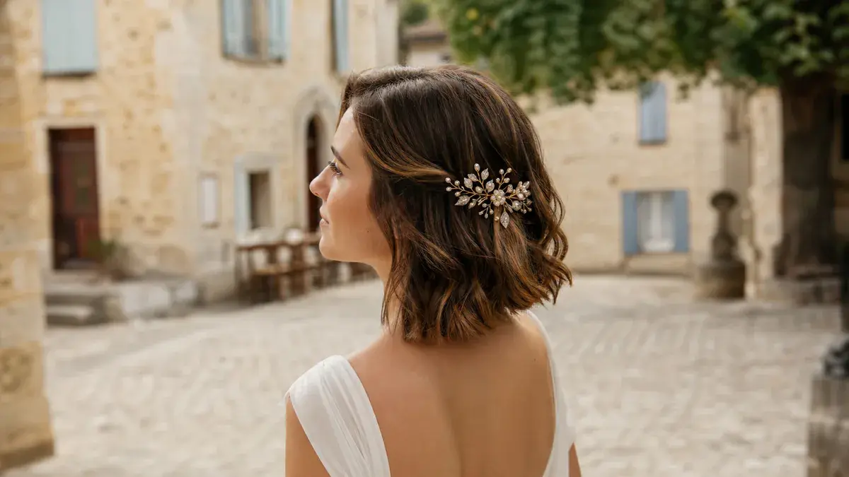 Coiffure de mariage sur cheveux courts : 20 idées en photos, avec ou sans accessoires
